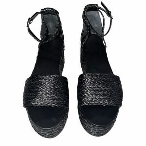 Zara Woman Black Braided Platform Sandals Size 39